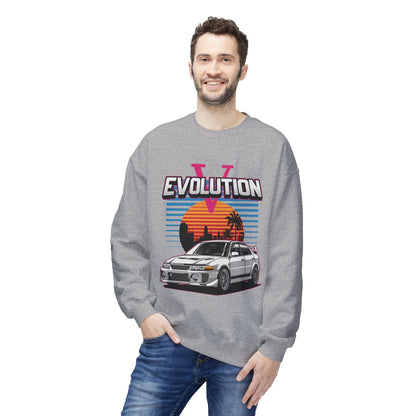 Retro Car Evolution Crewneck Sweatshirt - Unisex Midweight Fleece - CreativeRino