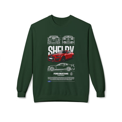 Ford Mustang Shelby Fleece Crewneck Sweatshirt - Soft and Stylish for Auto Enthusiasts - CreativeRino