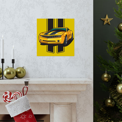 Yellow Sports Car Chevrolet Camaro Matte Vertical Poster - Car Enthusiast Decor - CreativeRino