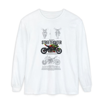 Ducati Streetfighter Long Sleeve T-Shirt - Retro Motorcycle Graphic T-shirt - CreativeRino