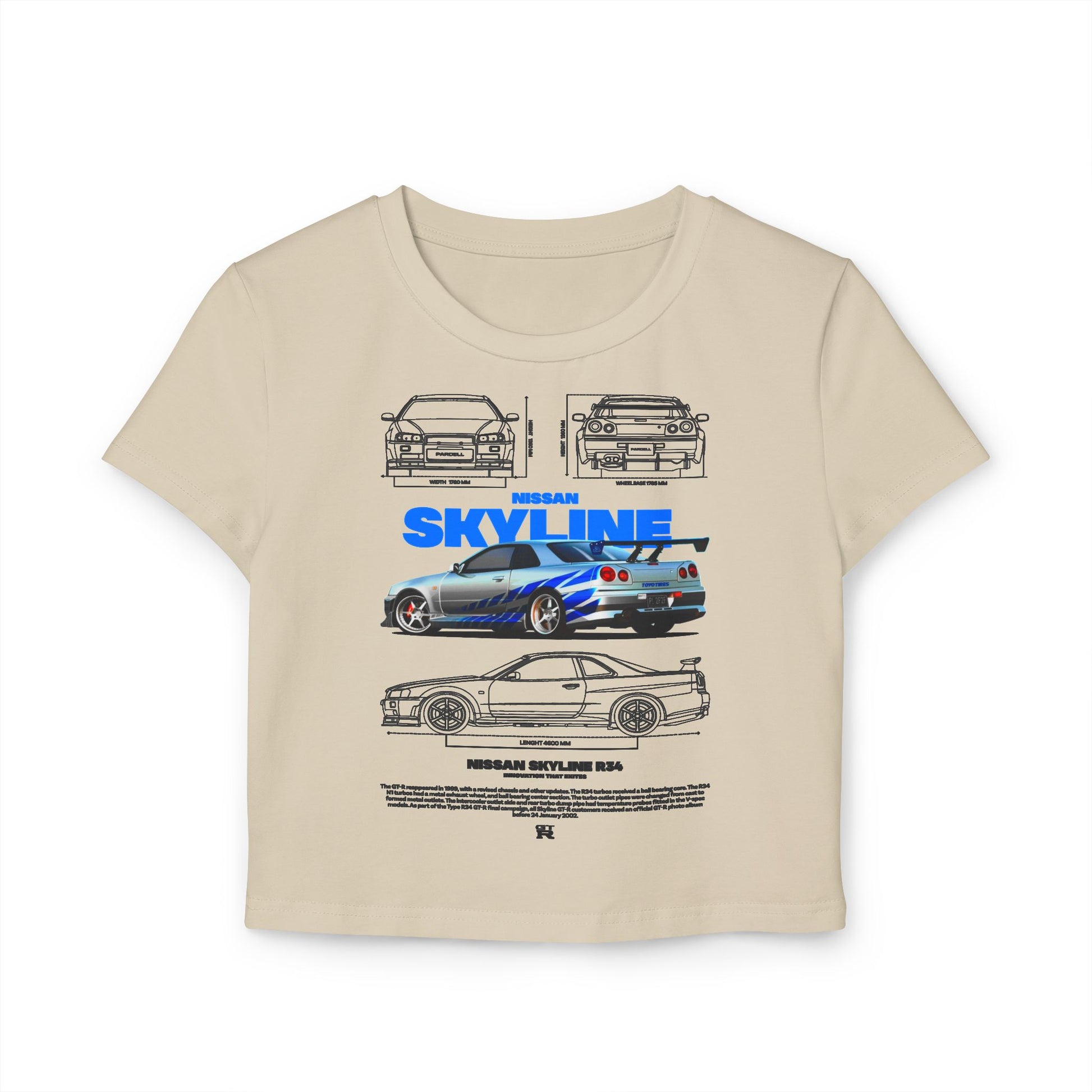 Nissan Skyline Graphic Baby Tee - Fast & Furious Car T-shirt - CreativeRino