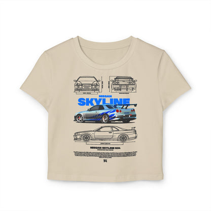 Nissan Skyline Graphic Baby Tee - Fast & Furious Car T-shirt - CreativeRino