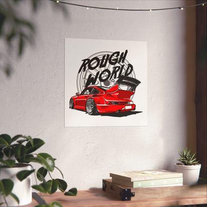 Rough World Car Art Poster - Matte Square Print for Auto Enthusiasts - CreativeRino