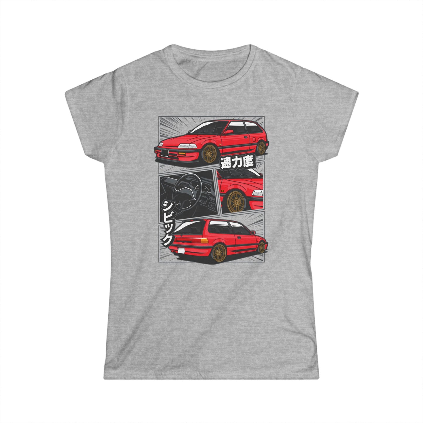 Honda Civic Nouva Women's Car Enthusiast Tee - Speed & Style Graphic T-shirt - CreativeRino