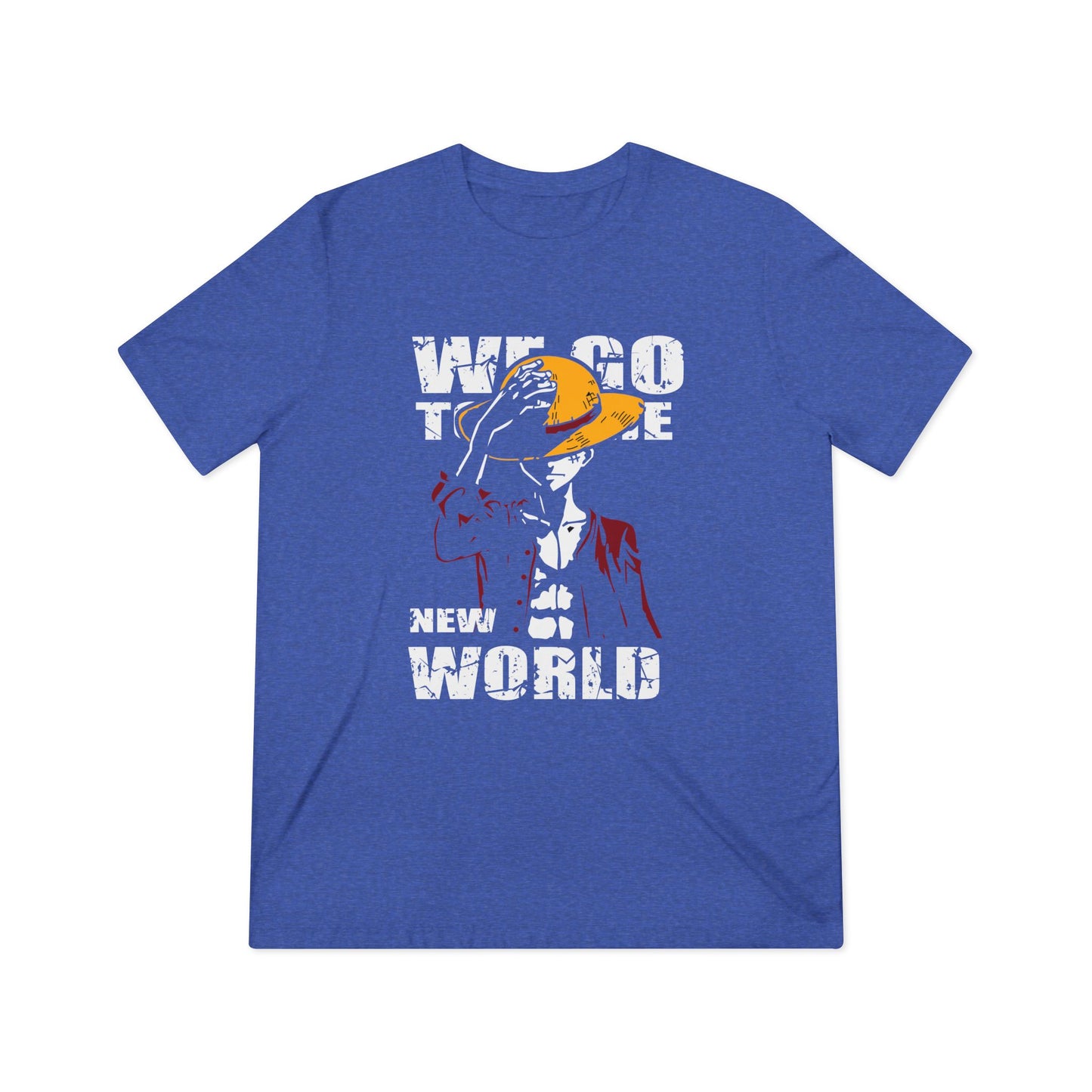 One Piece We Go To The New World Unisex Triblend Tee - Anime Graphic T-shirt - CreativeRino