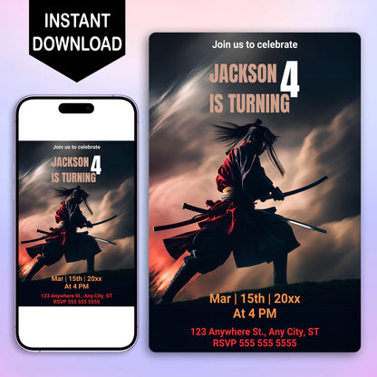 Rurouni Kenshin Birthday Invitation Template - CreativeRino
