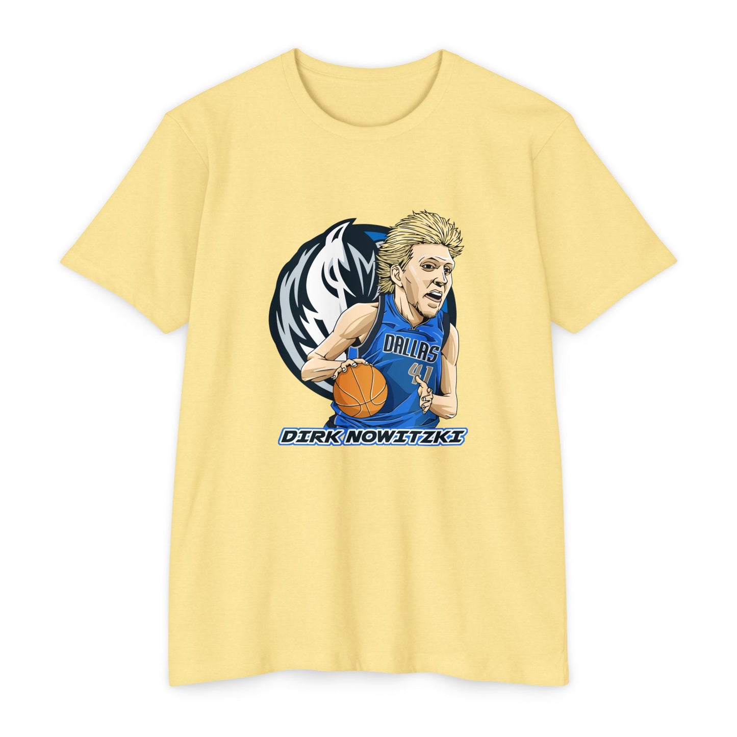 Unisex CVC Jersey T-shirt - Dirk Nowitzki Basketball Graphic Tee - CreativeRino