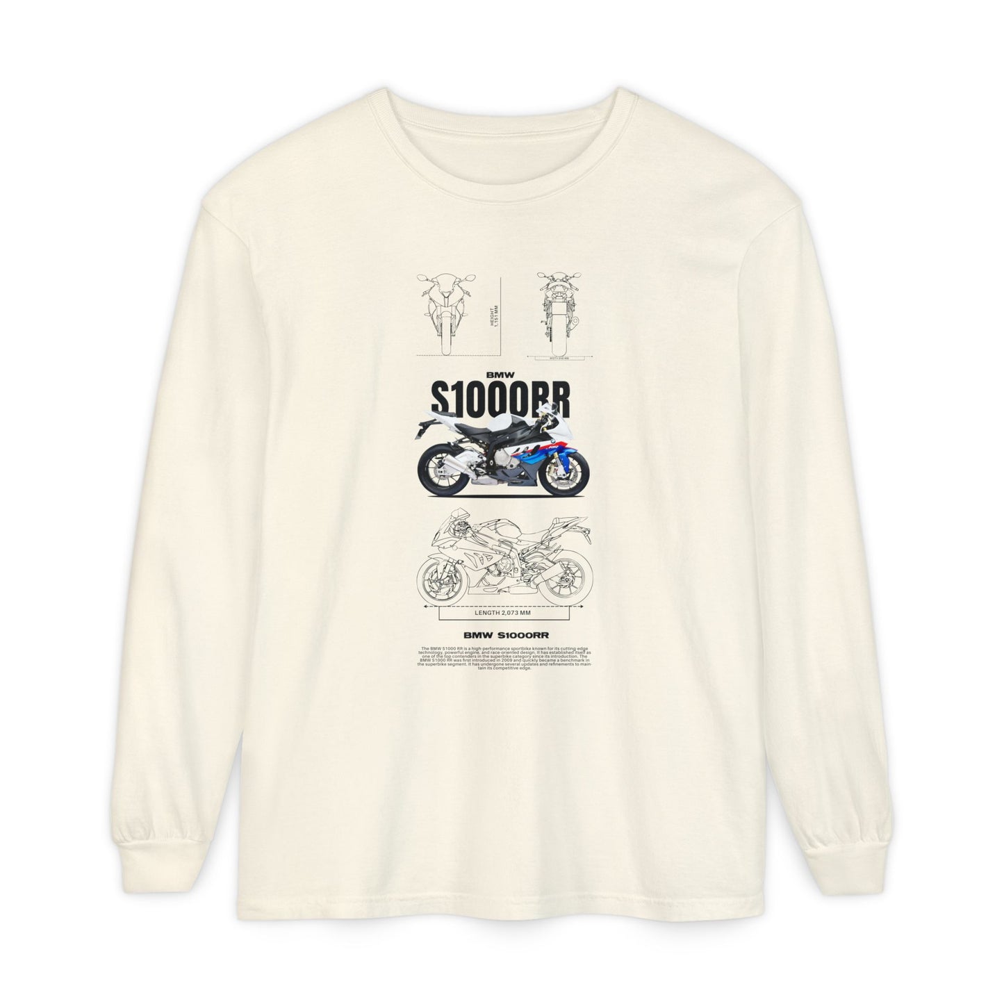 BMW S1000RR Motorcycle Long Sleeve T-Shirt - Unisex Garment-Dyed - CreativeRino