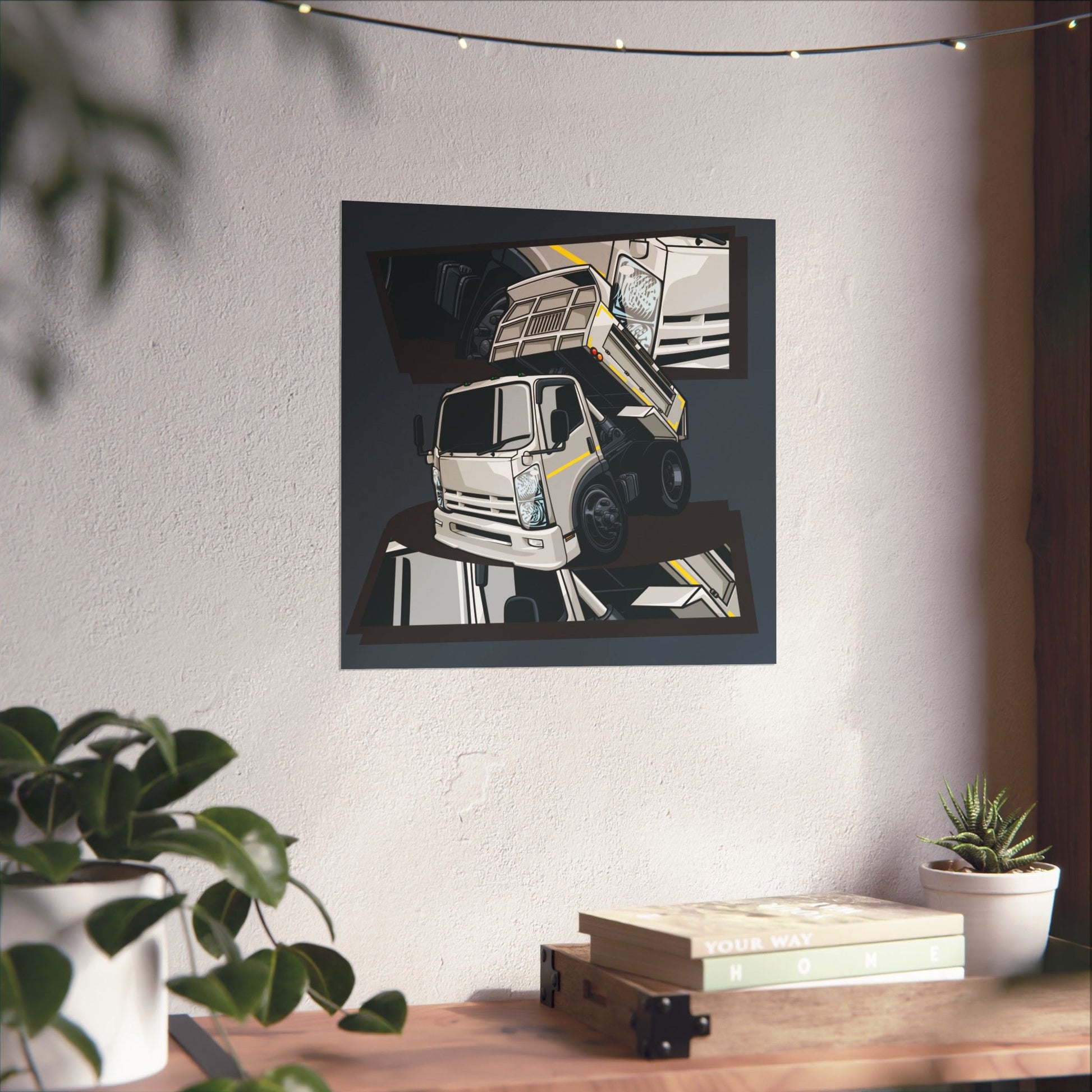 Industrial Truck Square Poster – Stylish Wall Art for Truck Lovers and Construction Enthusiasts - CreativeRino