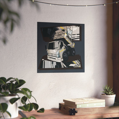 Industrial Truck Square Poster – Stylish Wall Art for Truck Lovers and Construction Enthusiasts - CreativeRino