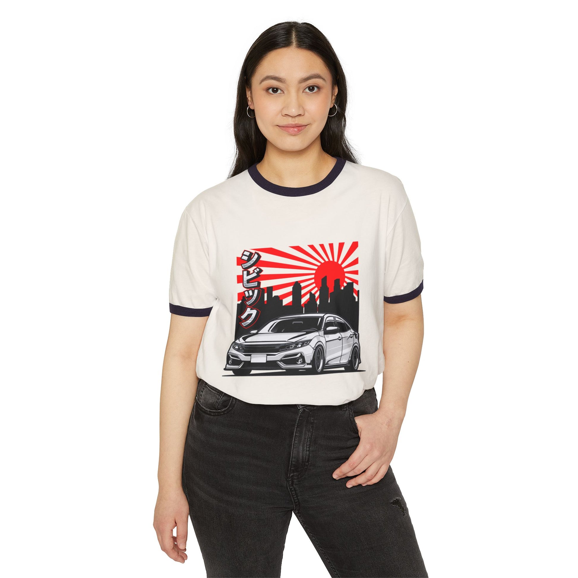 Retro Car Graphic Unisex Cotton Ringer T-Shirt - Perfect for Auto Enthusiasts - CreativeRino