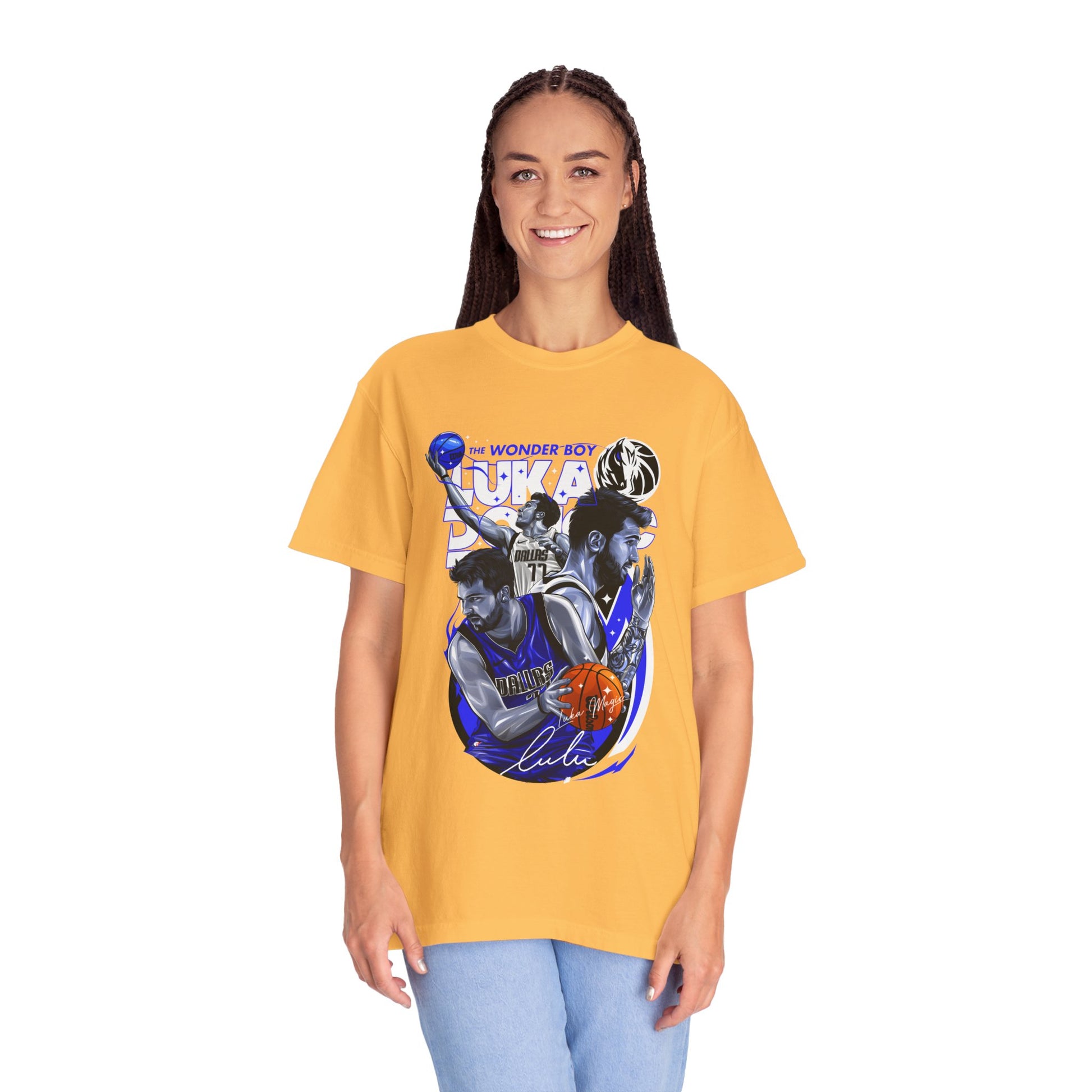 Unisex Garment-Dyed T-shirt | Luka Doncic "The Wonder Boy" Basketball Tee - CreativeRino