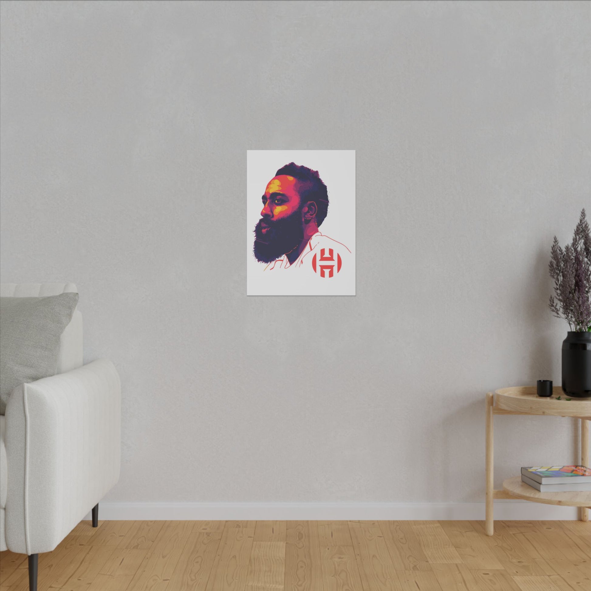 Stretched Matte Canvas Art - Vibrant Portrait of James Harden - CreativeRino