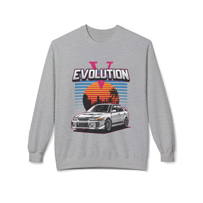 Retro Car Evolution Crewneck Sweatshirt - Unisex Midweight Fleece - CreativeRino