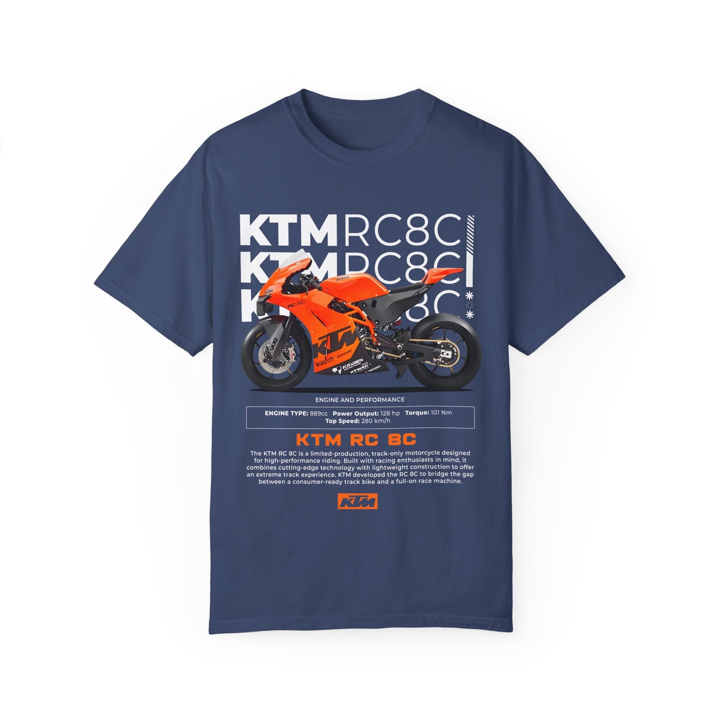 KTM RC 8C Unisex Garment-Dyed T-Shirt - Perfect for Motorcycle Enthusiasts - CreativeRino