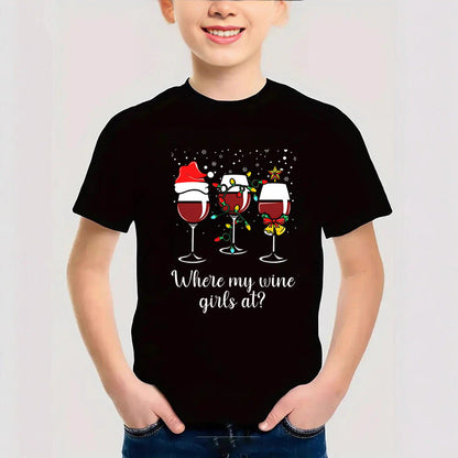 Combed Cotton Christmas Graphic T-Shirt | New Short Sleeve Round Neck | Boys & Girls Festive Kids Clothing Tee eprolo