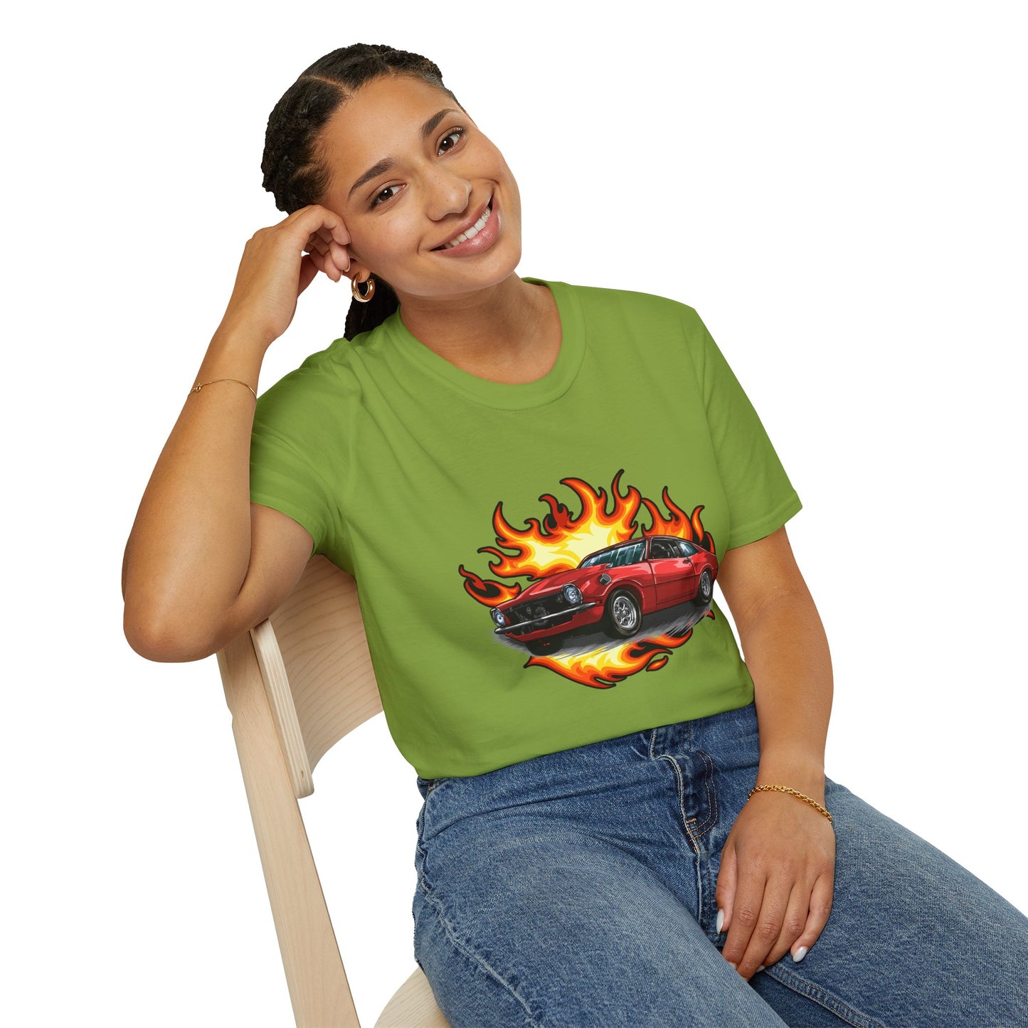 Retro Car Flames Unisex T-Shirt - CreativeRino