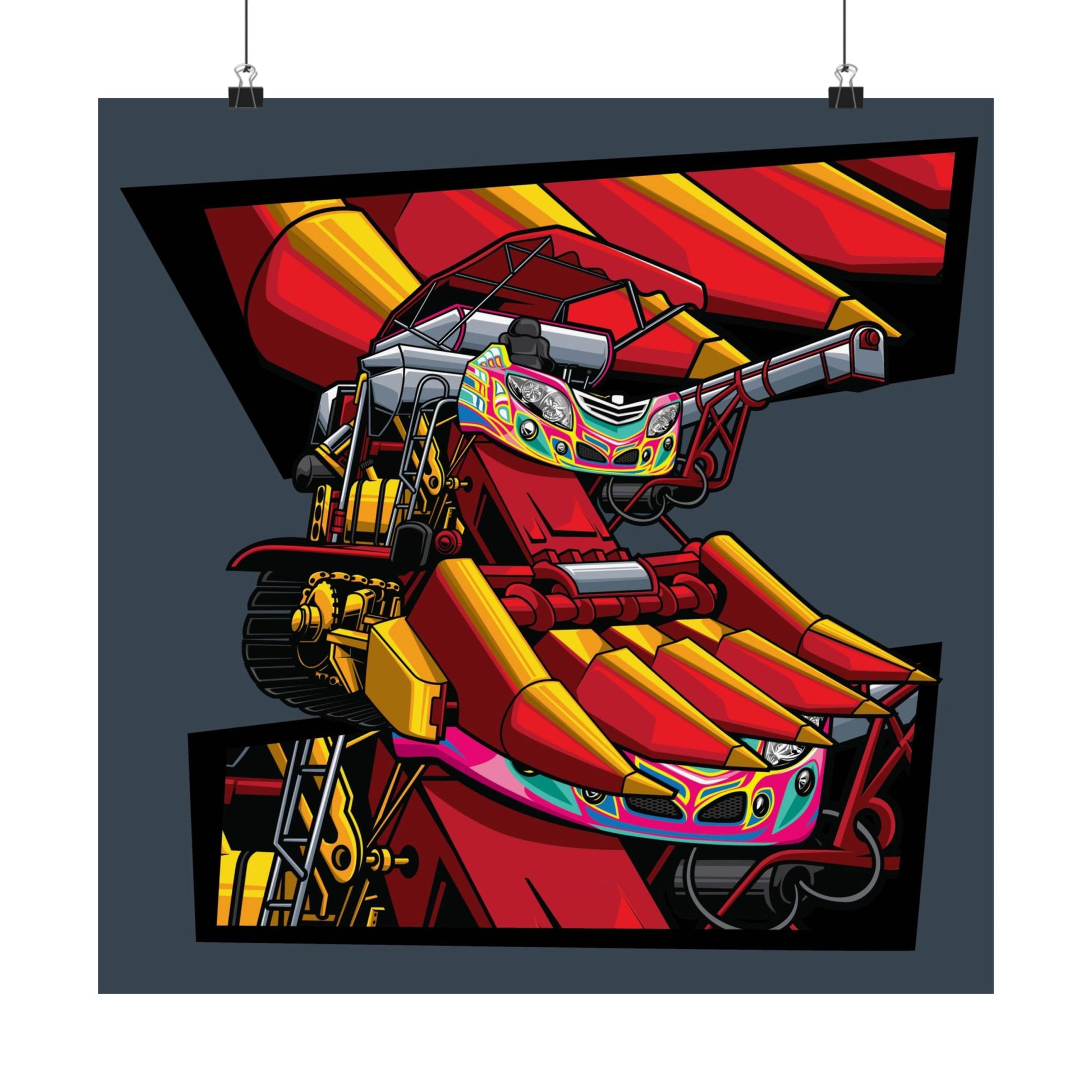 Combine harvester Matte Square Posters - Bold Art for Auto Enthusiasts - CreativeRino