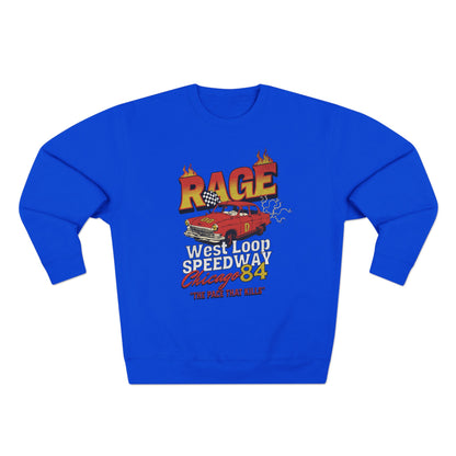 Vintage Racing Crewneck Sweatshirt - 'RAGE' Chicago '84 Car T-shirt - CreativeRino