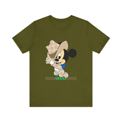 Trendy Graphic Tee - Mickey Mouse Gucci Cowboy T-shirt Design - CreativeRino