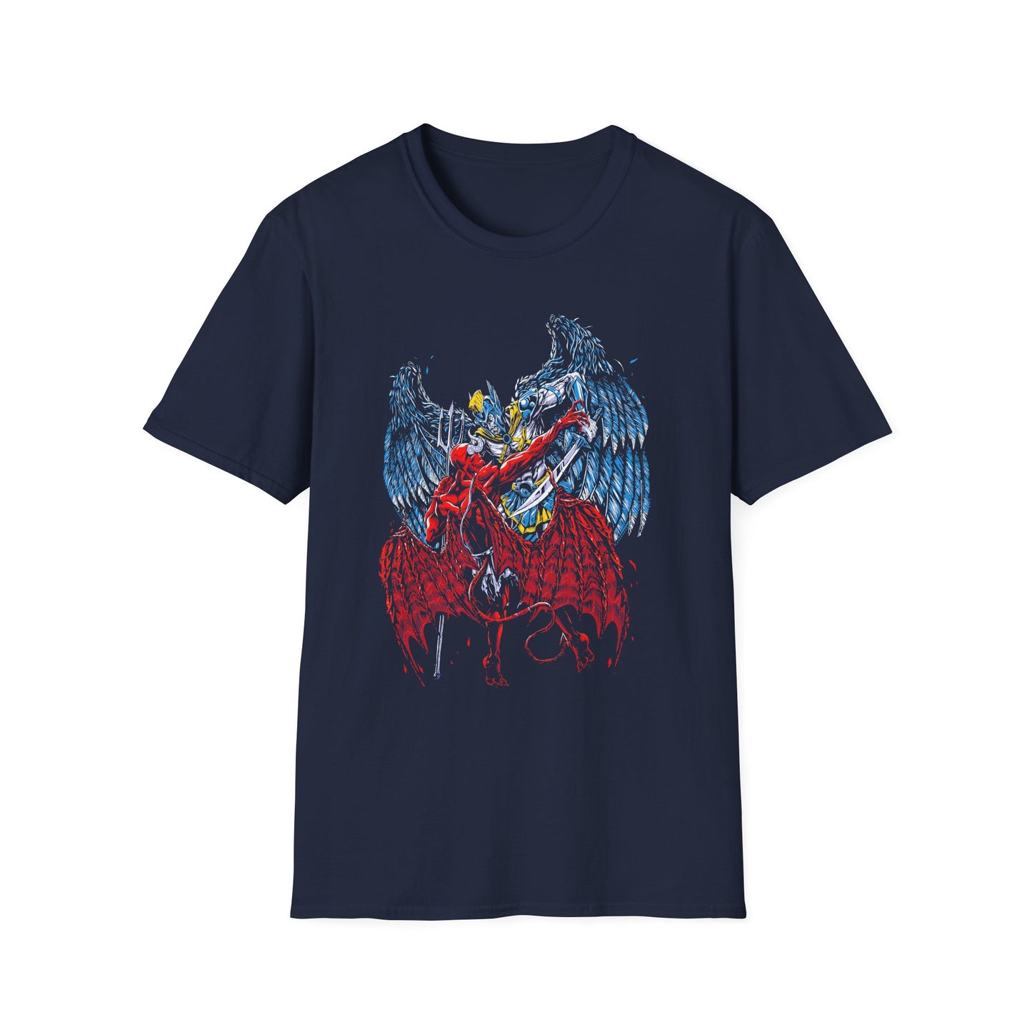 Edgy Graphic Tee - Dragon vs. Angel Design for Alternative Fashion Lovers T-shirt - CreativeRino