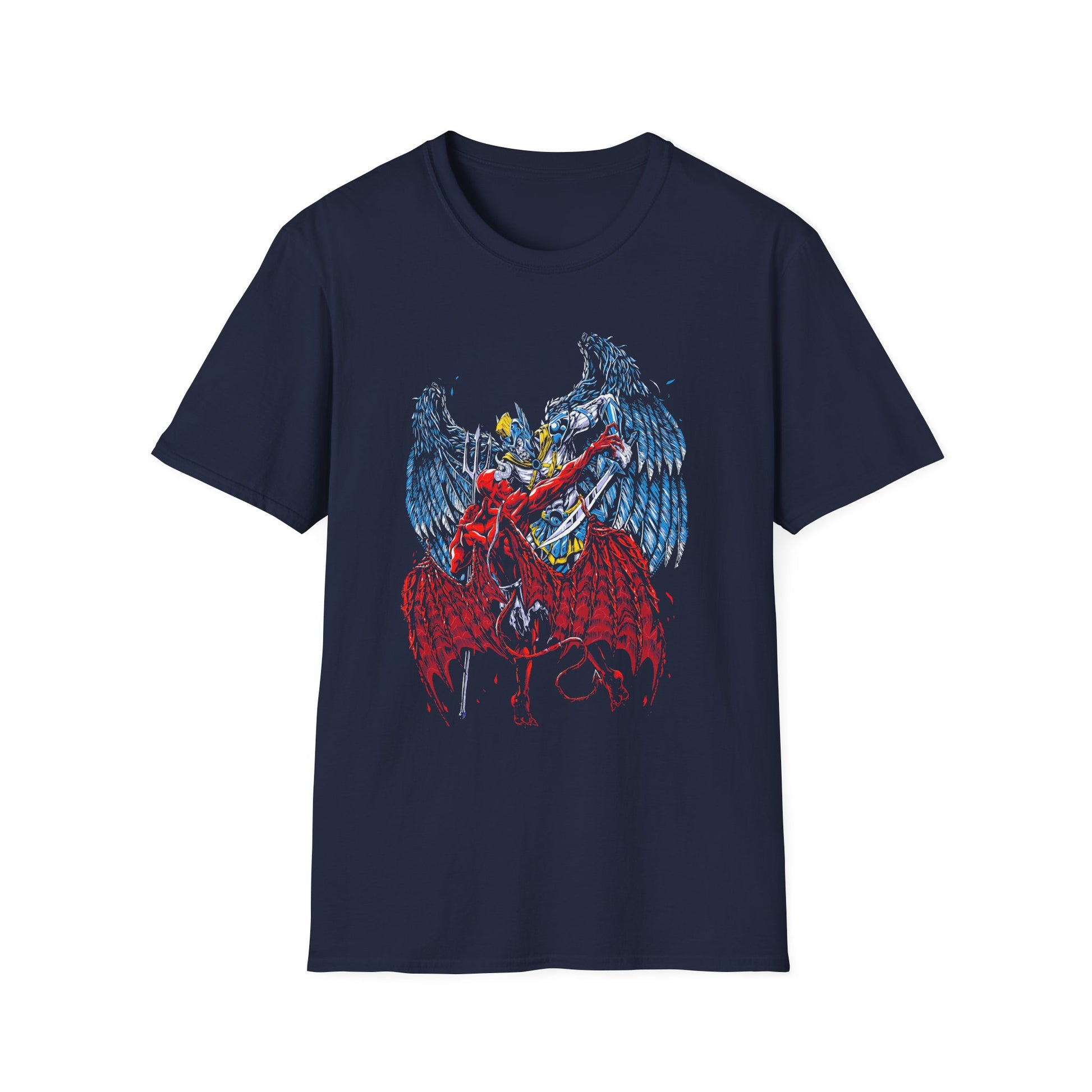 Edgy Graphic Tee - Dragon vs. Angel Design for Alternative Fashion Lovers T-shirt - CreativeRino