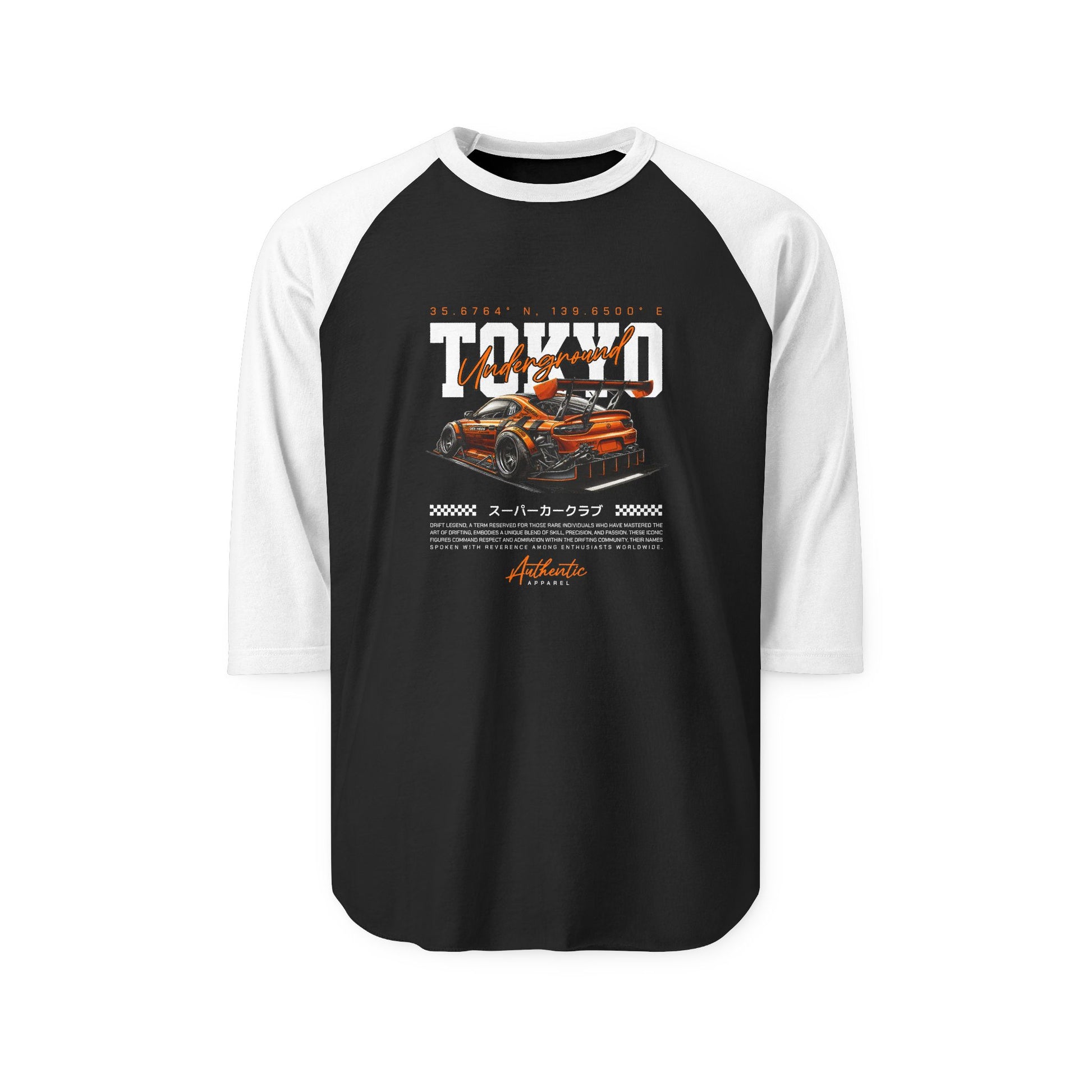 Tokyo Racing Unisex Three-Quarter Sleeve Raglan T-shirt - CreativeRino