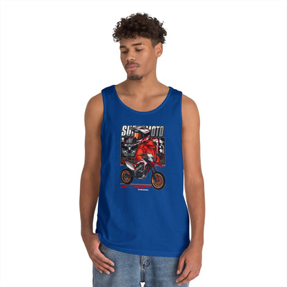 Super Moto Motorcycle Graphic Unisex Heavy Cotton Tank Top | Perfect T-shirt for Bikers and Summer Rides - CreativeRino