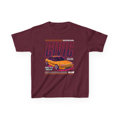 Honda Civic Kids Heavy Cotton™ Tee - Build for Passion - Perfect T-shirt for Young Car Enthusiasts - CreativeRino