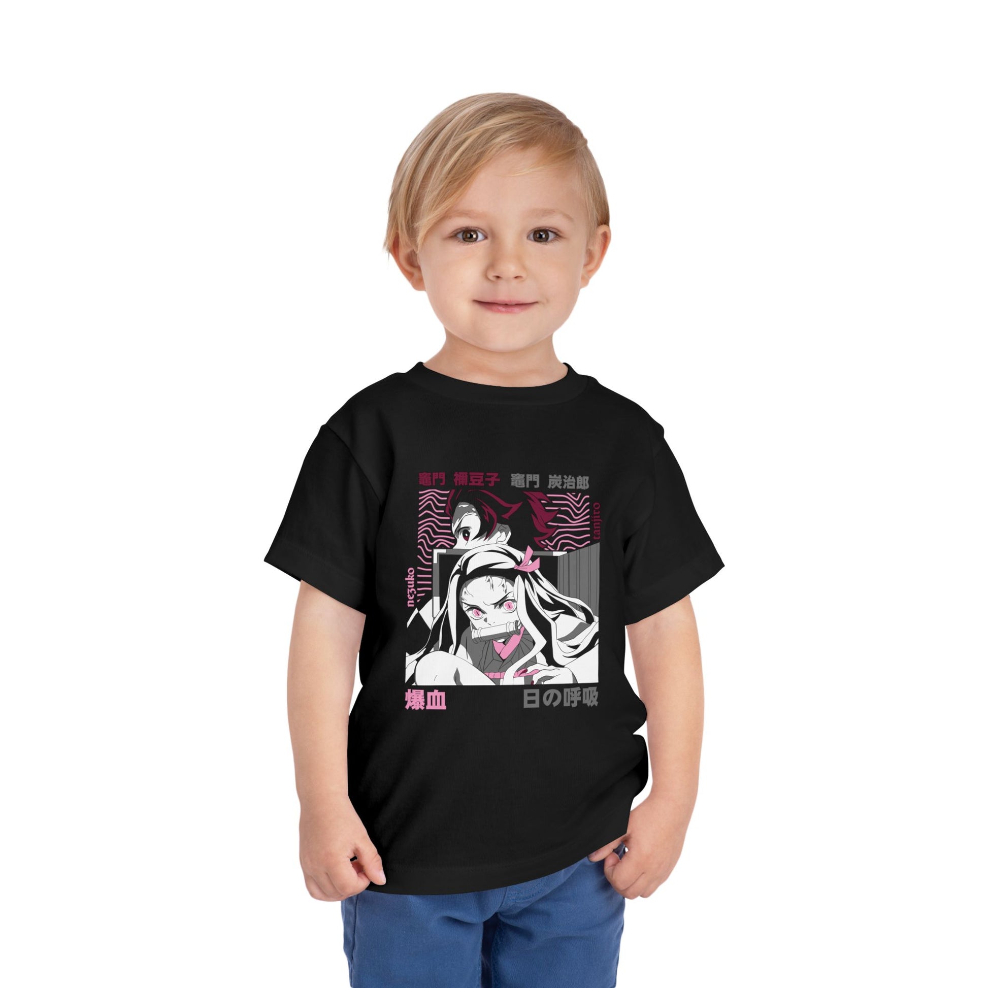 Cool Anime Graphic Toddler Tee - Stylish Short Sleeve Demon Slayer T-shirt for Kids - CreativeRino