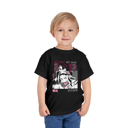 Cool Anime Graphic Toddler Tee - Stylish Short Sleeve Demon Slayer T-shirt for Kids - CreativeRino