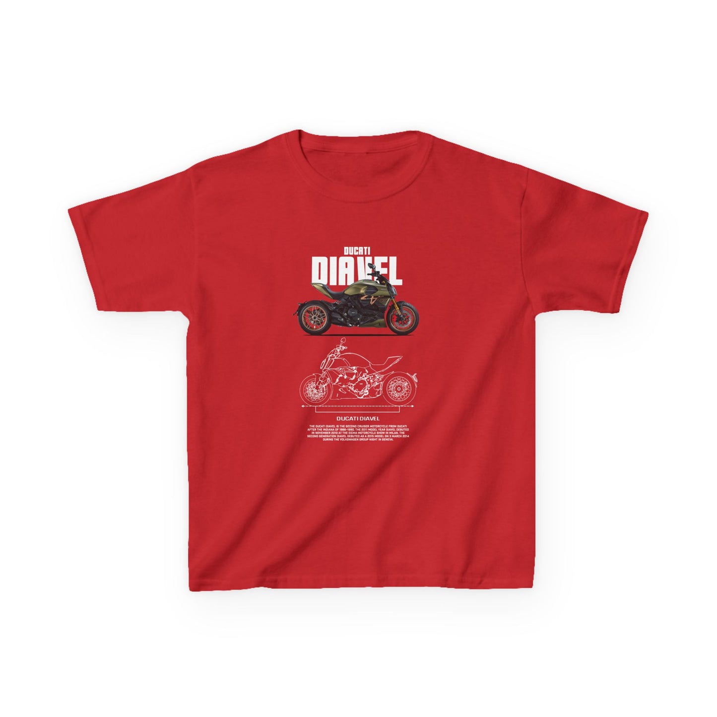 Ducati Diavel Cool Motorcycle Graphic Kids Heavy Cotton Tee - Perfect T-shirt for Young Riders - CreativeRino