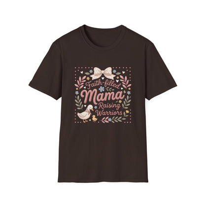 Faith-Filled Mama Raising Warriors T-Shirt Printify