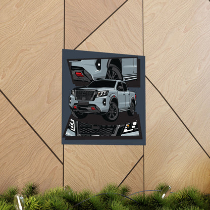 Stylish Matte Square Posters featuring Sleek Pickup Truck Design - CreativeRino