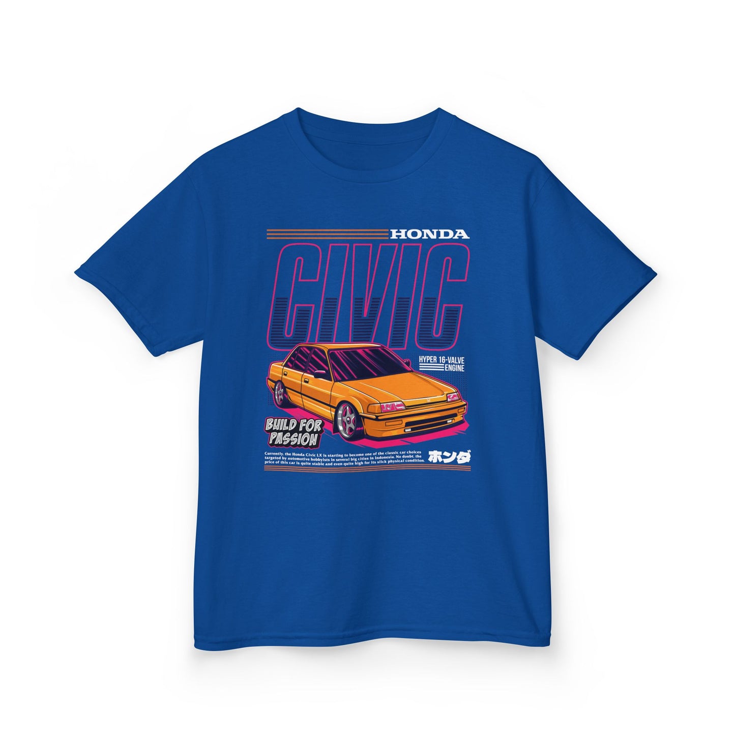 Honda Civic Kids Heavy Cotton™ Tee - Build for Passion - Perfect T-shirt for Young Car Enthusiasts - CreativeRino