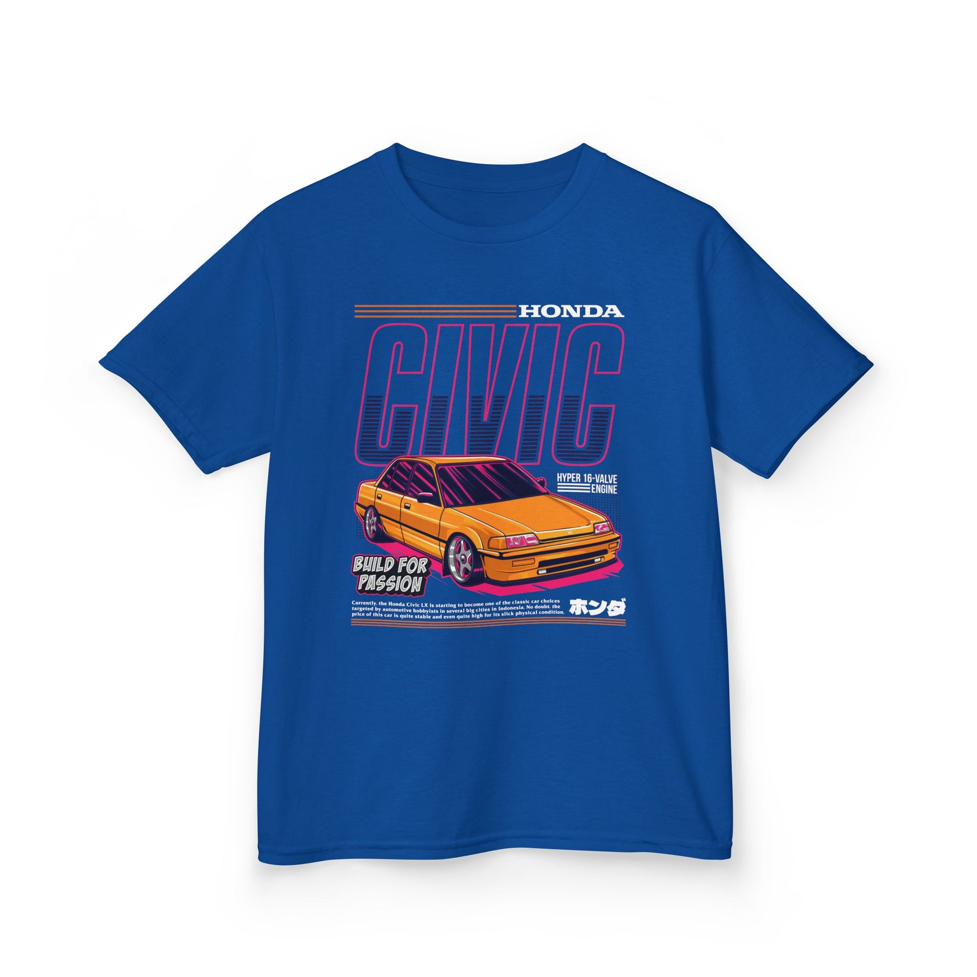 Honda Civic Kids Heavy Cotton™ Tee - Build for Passion - Perfect T-shirt for Young Car Enthusiasts - CreativeRino