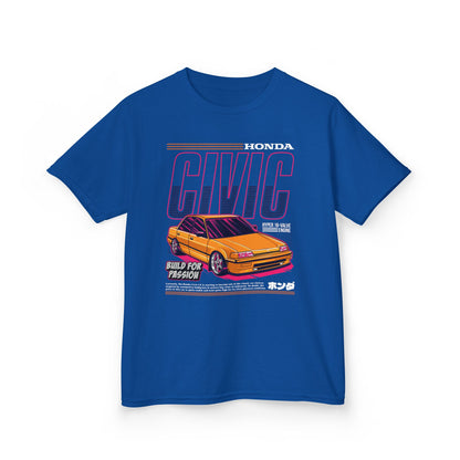 Honda Civic Kids Heavy Cotton™ Tee - Build for Passion - Perfect T-shirt for Young Car Enthusiasts - CreativeRino