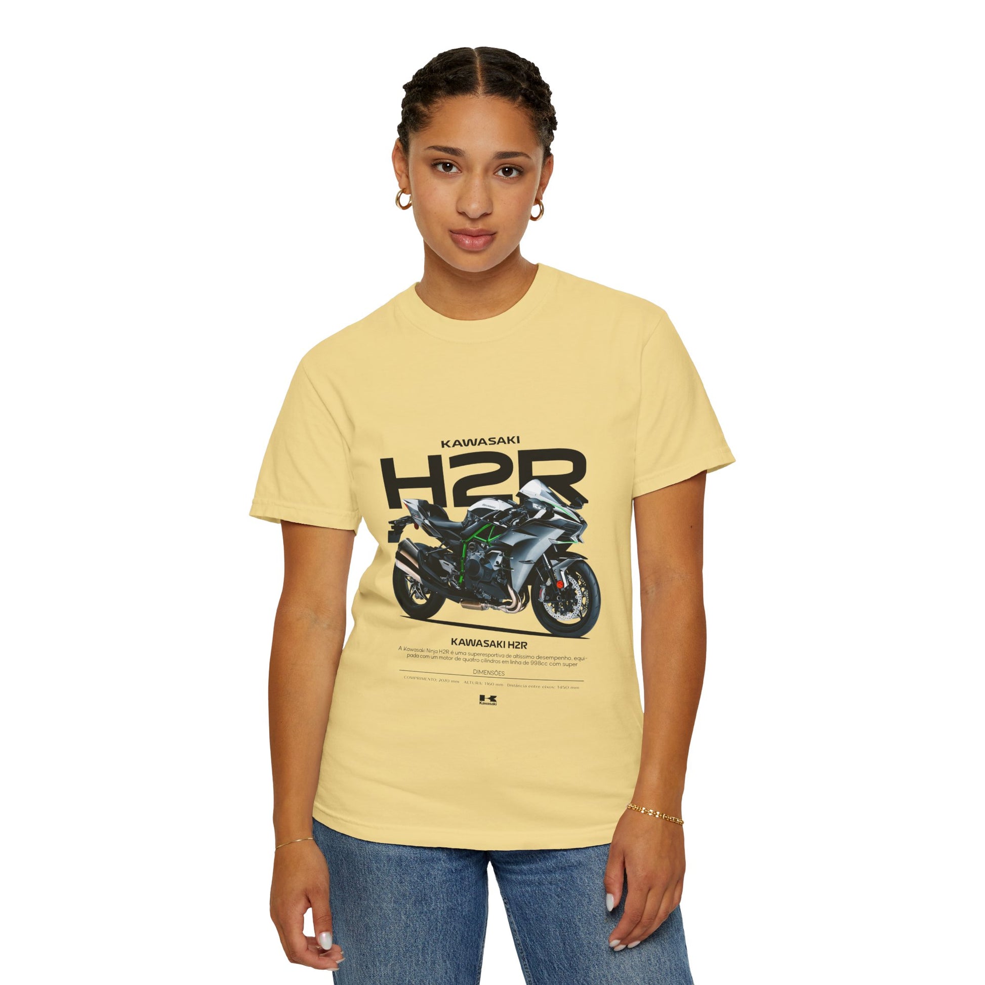 Kawasaki Ninja H2 R Motorcycle Unisex T-Shirt - Garment-Dyed, Casual Style - CreativeRino