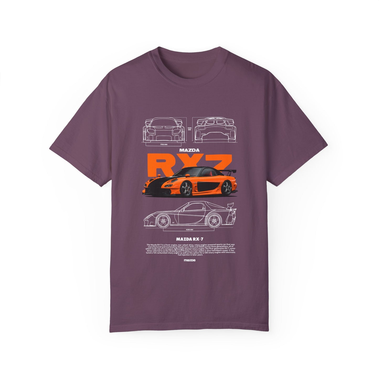 Mazda RX-7 Unisex Garment-Dyed T-Shirt | Car Enthusiast Apparel - CreativeRino