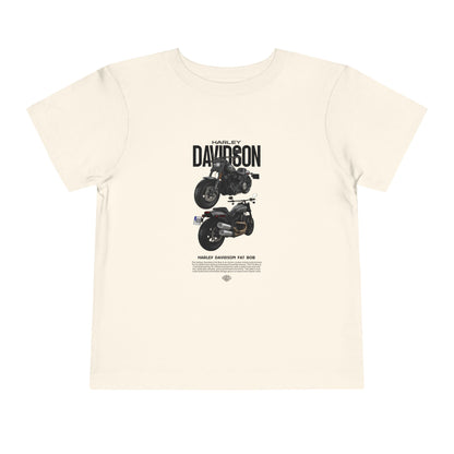 Harley-Davidson Fat Bob Toddler Short Sleeve Tee - Cool Kids Motorcycle T-shirt - CreativeRino