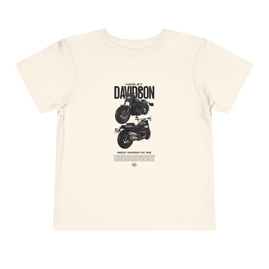 Harley-Davidson Fat Bob Toddler Short Sleeve Tee - Cool Kids Motorcycle T-shirt - CreativeRino