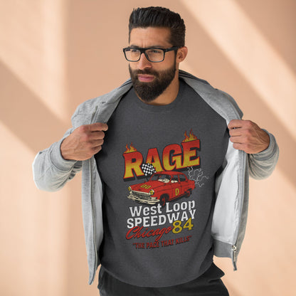 Vintage Racing Crewneck Sweatshirt - 'RAGE' Chicago '84 Car T-shirt - CreativeRino