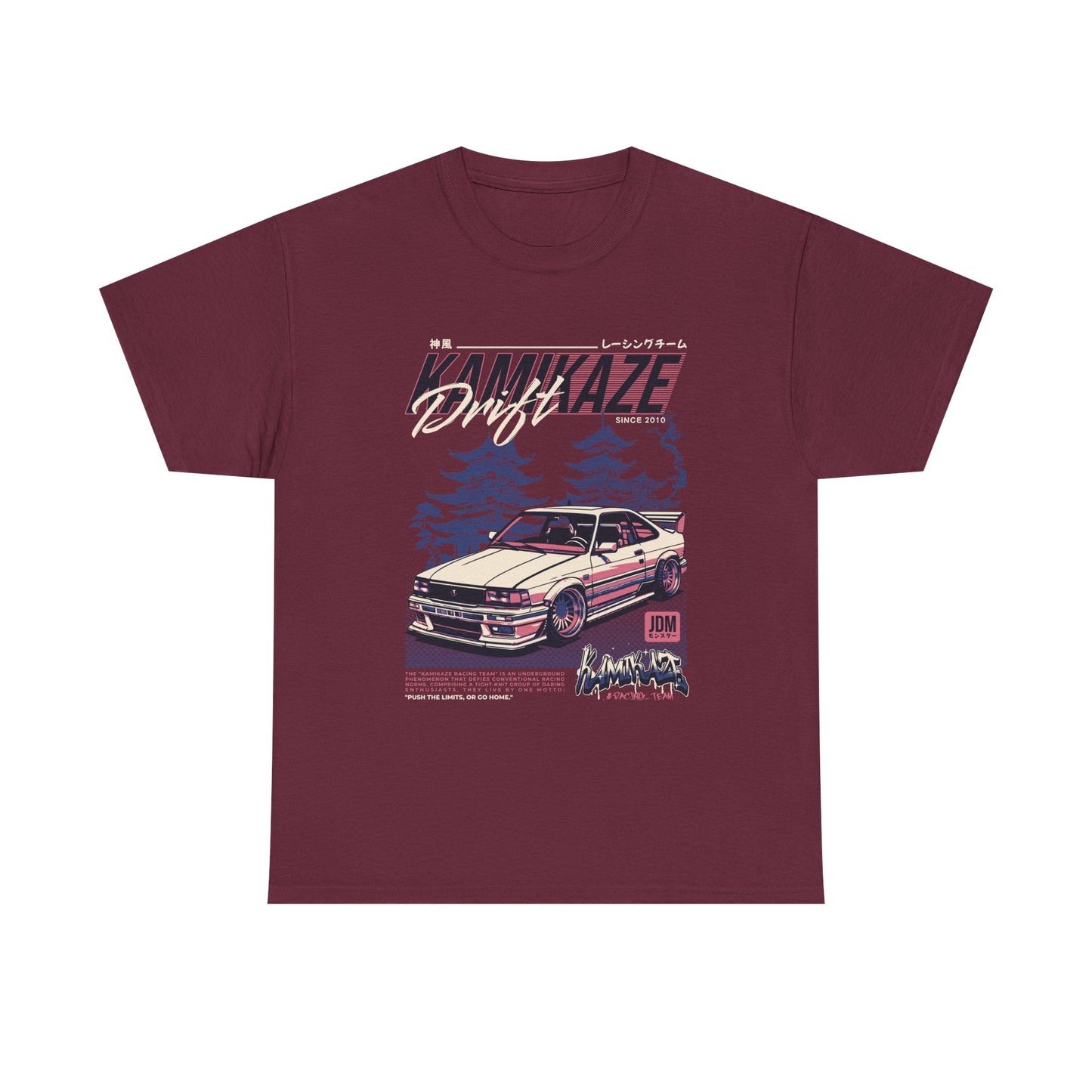 Retro Drift Car Tee - Unisex Heavy Cotton T-Shirt - CreativeRino