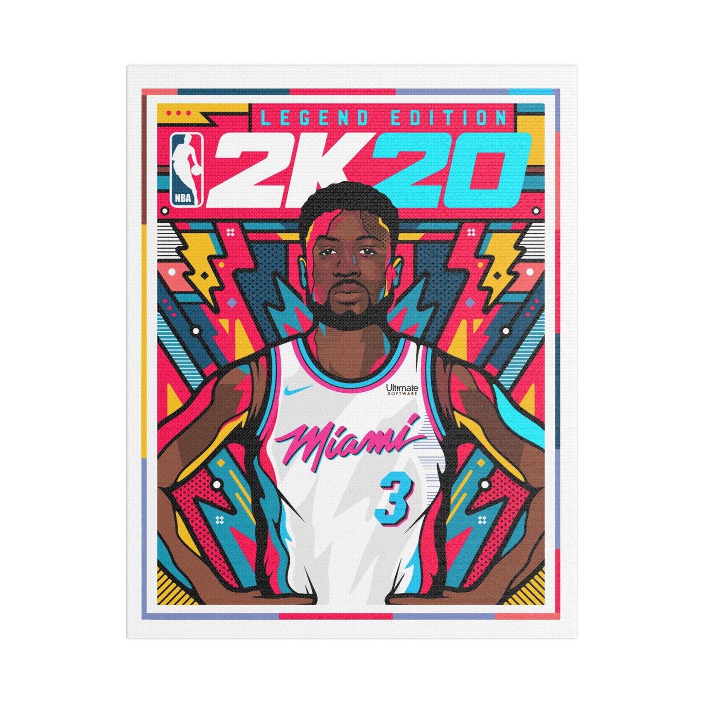 Dwyane Wade NBA 2K20 Legend Edition Satin Canvas Wall Art - CreativeRino