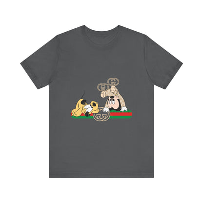 Playful Baby Mickey Mouse Cartoon Gucci Graphic Tee - Fun Unisex Short Sleeve T-shirt - CreativeRino