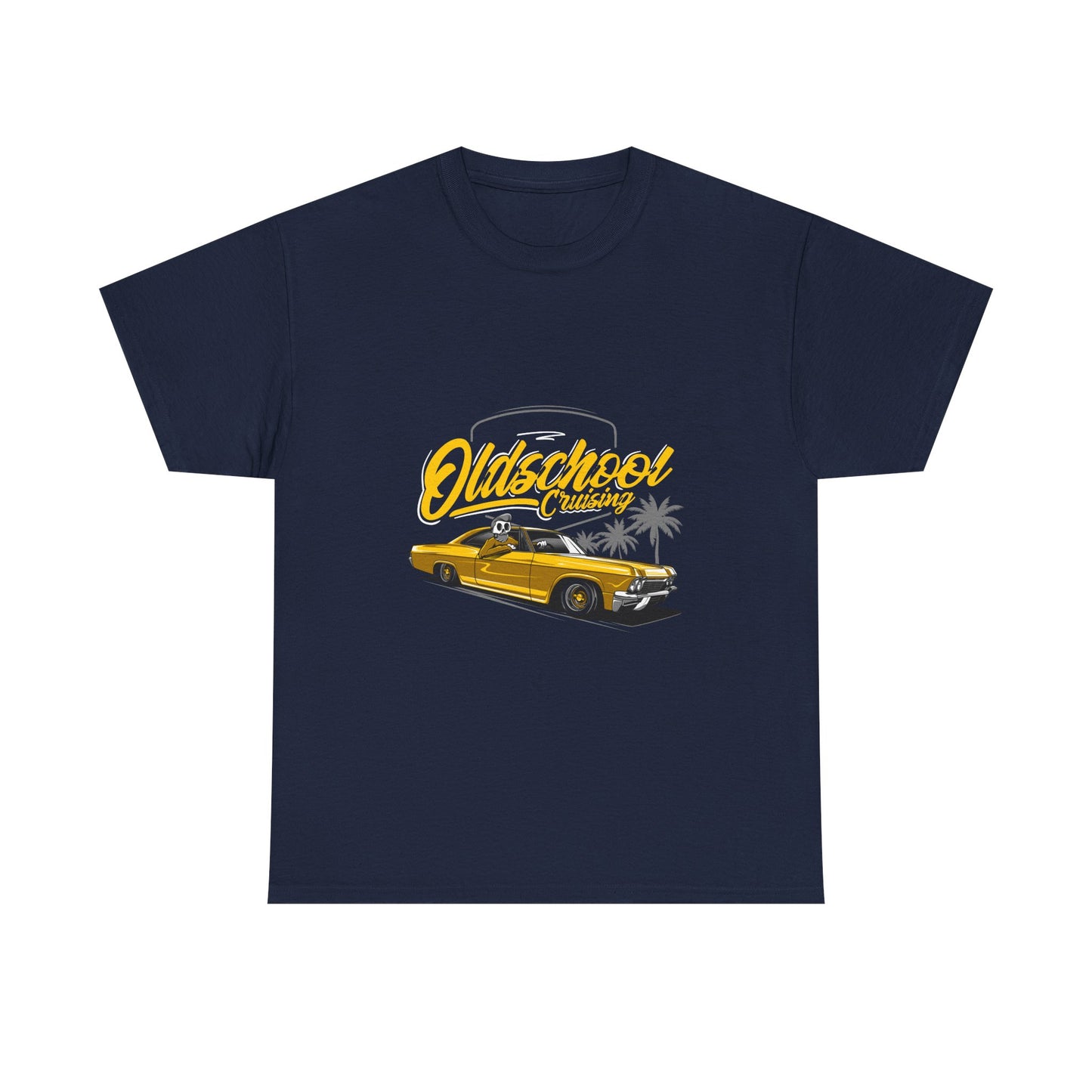 Retro Car Unisex Heavy Cotton Tee - "Oldschool Cruisin'" T-shirt Design - CreativeRino