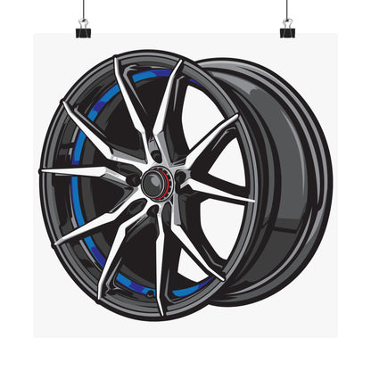 Car Enthusiast Matte Square Posters - Stylish Wheel Design for Auto Lovers - CreativeRino