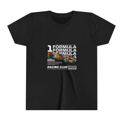 Formula 1 Racing Club Youth Tee - Cool Black Short Sleeve T-shirt for Young Fans - CreativeRino
