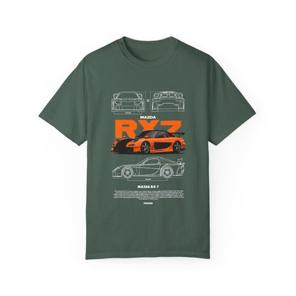 Mazda RX-7 Unisex Garment-Dyed T-Shirt | Car Enthusiast Apparel - CreativeRino