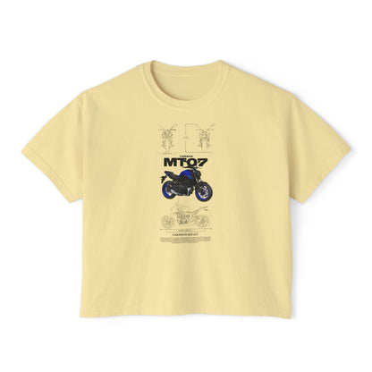 Yamaha Women’s Boxy Tee - MT-07 Motorcycle Graphic T-shirt - CreativeRino